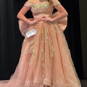 Elegant Pink and Gold Gown